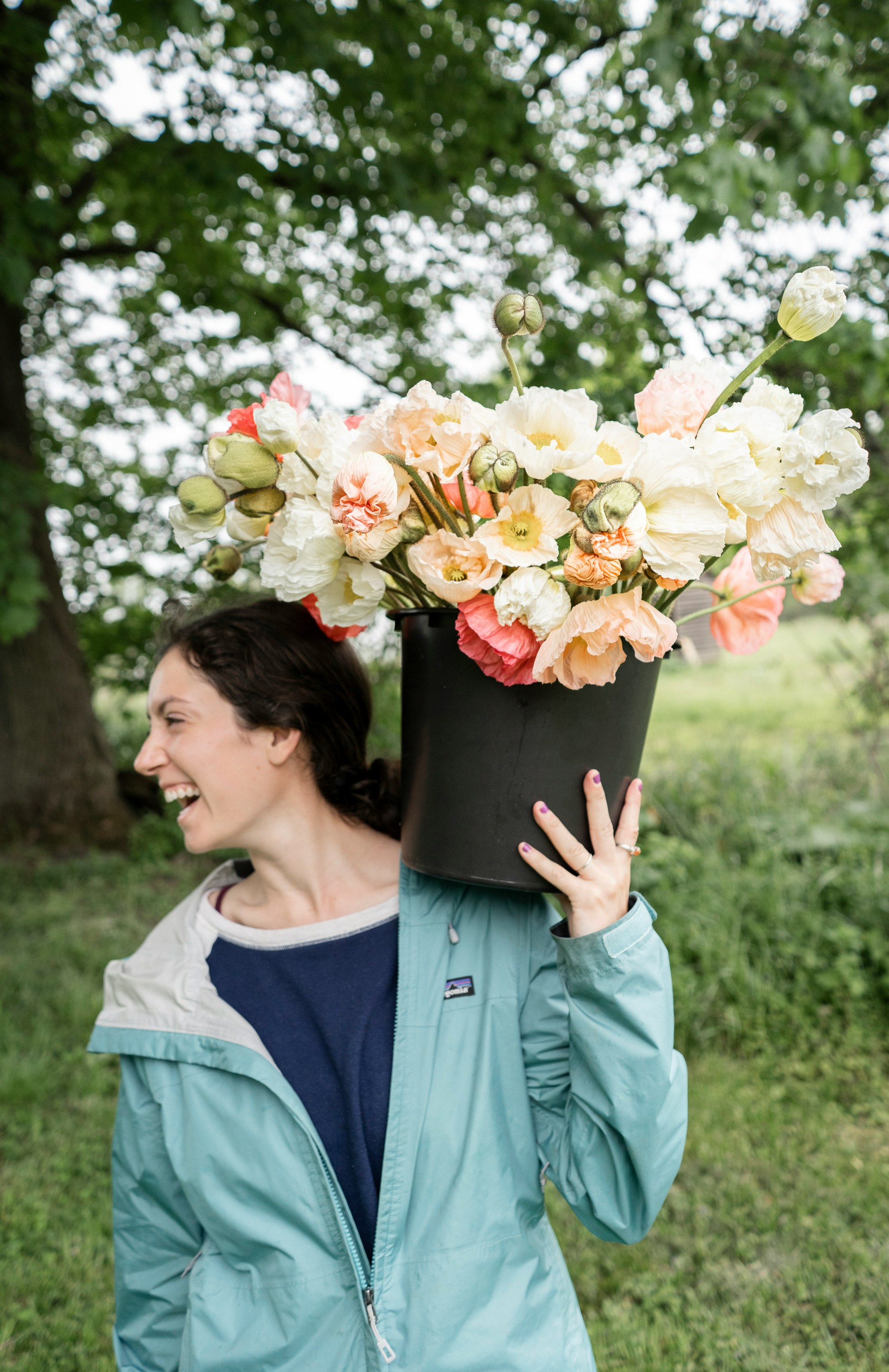 Person carrying flowers